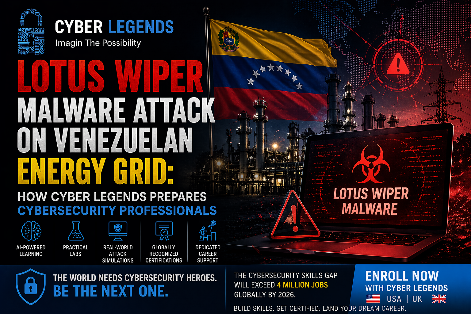 Lotus Wiper Malware Attack on Venezuelan Energy Grid: How Cyber Legends Prepares Cybersecurity Professionals