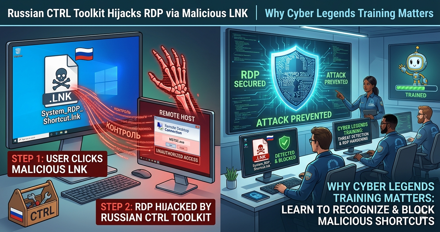 Russian CTRL Toolkit Hijacks RDP via Malicious LNK Why Cyber Legends Training Matters